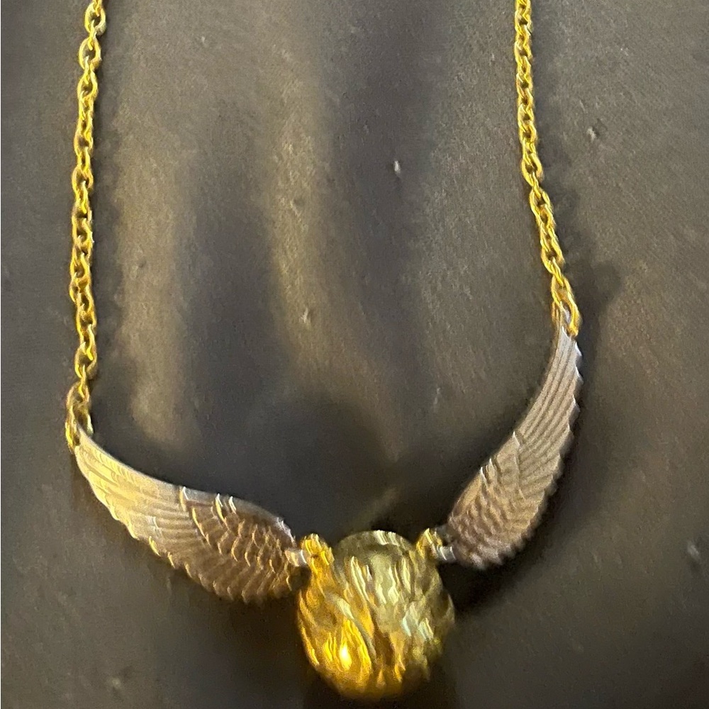 Gold and Silver Winged Pendant Necklace